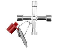 Gripiti 7 in 1 Radiator Key, Meter Box Key Zinc Alloy 4 Way Multi-Functional Utilities Key for Electric Elevator Key Universal Cross Key with Bit Panel Key for Water Gas Meter Opening (Silver)