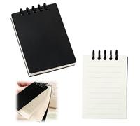Gripiti A7 Pocket Notebook 2 Pack, Small Spiral Binding Wirebound Memo Notepads 7.3 × 10.3 cm 80 Sheets/160 Page Each Mini Pocket Size Lined Memo Pads for School Office Travel (Black)