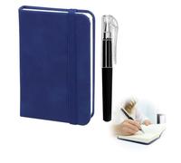 Gripiti A7 Pocket Notebook with Black Pen, Mini A7 Notebook with Elasticated Closure PU Leather Hardback Tiny Portable Notepad 100 Sheets for Office School Business Work Travel (Dark Blue)