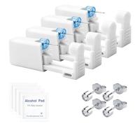 Gripiti Ear Piercing Gun Kit, 4 Pcs Painless Self Ear Piercing Kit Disposable Safety Piercing Gun Asepsis Earring Ear Nose Piercing Gun Kit Tool with 4 Silver Ear Studs for Girls Women Men