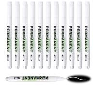 Gripiti White Marker Pen 12 Pcs, Acrylic Paint Pens Permanent 1mm Fine Tip Waterproof Water Based Ink Non-Toxic Fabric Markers Suitable for Rock Wood Ceramic Glass Black Paper Tire Metal