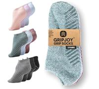Gripjoy Grip Socks 3-Pack, Non Slip Socks for Yoga, Pilates, Barre, Dance, Heather Green Mix, Small-Medium