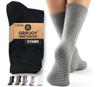Gripjoy Grip Socks Non Slip Socks for Women Men - Non Skid Hospital Socks - 3 pack (Small-Medium - Black)