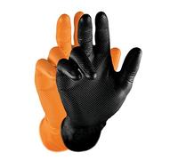 Grippaz Nitrile gloves (50 pieces), latex free, working gloves, extremely robust and tear-resistant, orange, S