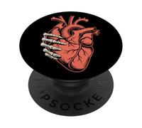 Gripping Fate - Anatomical Heart Woodcut with Skeletal Hand PopSockets Adhesive PopGrip