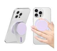 Grippopso for Magsafe Phone Grip, Magnetic Phone Grip Holder with Adjustable Stand, Magneticc Collapsible Phone Grip Stand Holder, for iPhone 16 15 14 13 12 Series,Clear Purple