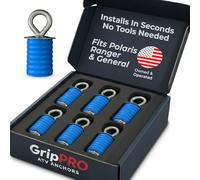 GripPRO ATV Anchors - Set of 6 - Blue - Stainless Steel / Zinc Twist Lock - 400 lb Load Capacity - Fits Polaris Ranger & General Lock & Ride - UTV Tie-Down Anchors