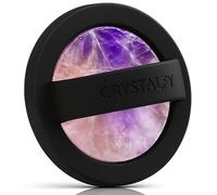 Grips by CRYSTALFY Amethyst Crystal Magnetic Phone Ring Grip - Silicone Slim Phone Holder with Swappable Natural Crystal - Worry Stone Stress Relief - Compatible with All Phones (Black)