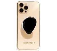 Grips by CRYSTALFY Black Brown Agate Irregular Shape Magnetic Crystal Phone Grip Holder & Expanding Kickstand-Natural Gemstone Swappable Top Accessory for iPhone, iPad, Kindle & Mobile Devices