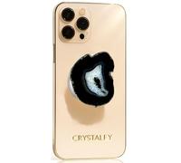 Grips by CRYSTALFY Black Pattern Agate Irregular Shape Magnetic Crystal Phone Grip Holder & Expanding Kickstand-Natural Gemstone Swappable Top Accessory for iPhone, iPad, Kindle & Mobile Devices