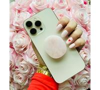 Grips by CRYSTALFY Crystal Magnetic Phone Grip Holder & Expanding Kickstand - Natural Gemstone Swappable Top Accessory for iPhone, iPad, Kindle & Mobile Devices (Magnetic, Rose Quartz Irregular NAT)