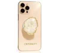 Grips by CRYSTALFY Crystal Phone Grip Holder & Expanding Kickstand-Natural Gemstone Swappable Top Accessory Compatible with iPhone, iPad, Kindle & Mobile Devices (White Druzy Quartz, Magnetic)