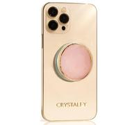 Grips by CRYSTALFY Crystal Phone Grip Holder & Expanding Kickstand-Natural Gemstone Swappable Top Accessory Compatible with iPhone, iPad, Kindle & Mobile Devices (Rose Quartz Round, Magnetic)