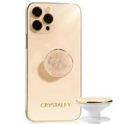 Grips by CRYSTALFY MINIS-Slim Lightweight Adhesive Crystal Phone Grip Holder & Expanding Kickstand-Natural Gemstone Swappable Top Accessory for iPhone, Kindle & Mobile Devices-Rose Quartz