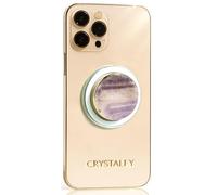 Grips by CRYSTALFY MINIS-Slim Lightweight Magnetic Crystal Phone Grip Holder & Expanding Kickstand-Natural Gemstone Swappable Top Accessory for iPhone, Kindle & Mobile Devices- Pale Lavender Amethyst