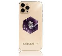 Grips by CRYSTALFY Rhinestone Embellished Crystal Phone Grip Holder & Expanding Kickstand- Natural Gemstone Swappable Top Accessory for iPhone, Kindle & Mobile Devices (Amethyst Hexagon, Adhesive)