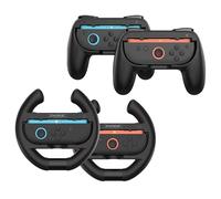 Grips,steering wheel 4 in 1 for Nintendo Switch2 Joy-Con, Left and right handle grip, steering wheel Switch2 game Accessories Bundle for Switch2 Joy Cons Controller, 4 Pack (Black)