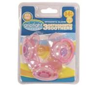 Griptight 3 Decorated Orthodontic Soothers (Silicone) (0-6 Months, Pink)