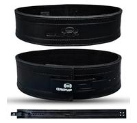 GripUp 10mm Powerlifting Belt - Genuine Leather 4" Weight lifting Belt with Heavy Duty Lever Buckle for Squats, Deadlifts, Gym, Fitness, Bodybuilding - Lumbar Back Support for Men & Women (Black, 3XL)