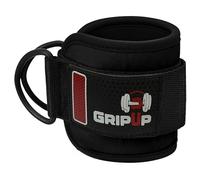 GripUp Ankle Straps for Cable Machines Leg Extension, Curl & Glute Kickback 7mm Padding Resistance Bands Attachment D-Ring Weight Lifting Gym Strap (Black Single)