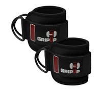 GripUp Ankle Straps for Cable Machines Leg Extension, Curl & Glute Kickback 7mm Padding Resistance Bands Attachment D-Ring Weight Lifting Gym Strap