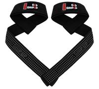 GripUp Bar Lifting Straps For Weight Lifting Gel Grips Heavy Duty Gym Strap Cotton Wrist Support Neoprene Padded Anti Slip Dumbbell Bar Wraps For Bodybuilding Deadlifts Barbells Workout Men Women Blck