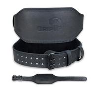 GripUp Weight Lifting Belt 4” 6” Leather Gym Belt Padded Lumbar Back Support for Powerlifting Deadlifts Squats Bodybuilding & Strength Training Fitness Adjustable Holes Men Women (Black 6'', 3XL)