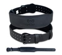 GripUp Weight Lifting Belt 4” 6” Leather Gym Belt Padded Lumbar Back Support for Powerlifting Deadlifts Squats Bodybuilding & Strength Training Fitness Adjustable Holes Men Women (Black 4'', XL)