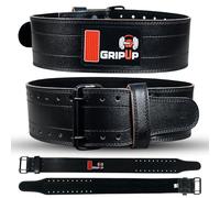 GripUp Weight lifting Belt for Men & Women 6mm Thick 100% Leather 4” Gym Fitness Powerlifting Bodybuilding Back Support Squats Deadlifts Heavy Workouts & Strength Training up to 700 LBS (Black, XL)
