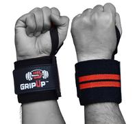 GripUp Weight Lifting Wrist Wraps Support18” Elasticated Cotton Straps Thumb Loop Powerlifting Bodybuilding Fitness Strength Gym Training Workout Gymnastics & Calisthen GP-18 (Black/Red, One Size)