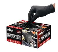 GRIPXX Herkules Grip 8mm Black Nitrile Gloves, 3D Embossed Diamond Texture, Latex & Powder Free, Industrial, Mechanical (100, Medium)