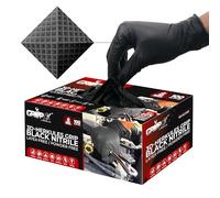 GRIPXX Herkules Grip 8mm Black Nitrile Gloves, 3D Embossed Diamond Texture, Latex & Powder Free, Industrial, Mechanical (100, Medium)