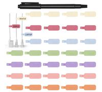 GripZz Cable Labels, 35 Pcs, 7 Pastel Colors, Dual-Tip Marker Included