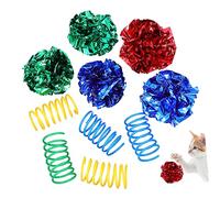 GRIRIW 1 Set Interactive Cat Colorful Crinkle Balls Spiral Spring for Indoor Kittens Engaging Playtime for Cats Enhances Exercise Entertainment