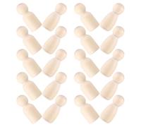 GRIRIW 100pcs Unpainted Tiny Wood Peg Dolls 1.4 Inch Wooden Figures for Craft Projects and Holiday Decorating, Portable Artistic Development Miniature People Figurines in Khaki Wood