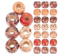 GRIRIW 100pcs Wood Beads Hair Beads Assorted Color Lightweight Fade Resistant Dreadlock Accessories for Necklace and Bracelets Party Use Random Color