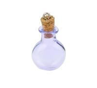 GRIRIW 10pc Glass Wish Bottles with Cork Tops Purple DIY Vial Pendants for Crafting Decorations and Charms for Jewelry Making and Giving