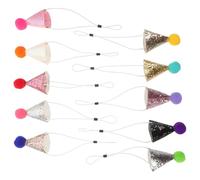 GRIRIW 10pcs Adjustable Pet Birthday Hats for Cats Dogs Small Animals Glitter Cone Party Hats with Pom Poms Comfortable Lightweight Celebration Accessories for Pet Birthdays and Photo