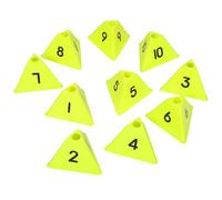 GRIRIW 10pcs Fluorescent Yellow Agility Course Cones with Numbered Athletic Training Markers for Football and Basketball Outdoor Drills Stable and Visible Soccer Training Equipment
