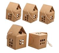 GRIRIW 10pcs House-shaped Paper Boxes Lightweight Handheld Present Bags for Candy and Small Packaging Supplies Decorative Kraft Treat Boxes for Easter Birthday Shower Festive Parties