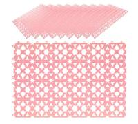 GRIRIW 10pcs Pink Pvc Rabbit Cage Floor Mat with Waste Separation Design Versatile Plastic Feet Pad for Rabbit and Dog Cages