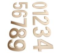 GRIRIW 10pcs Self Adhesive House Numbers Stickers Enhanced Visibility, Golden Abs Material, Modern Sl inish, for Private Rooms and Tea Houses Door Address Signs