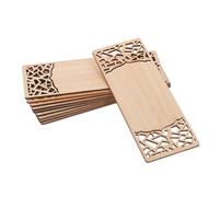 GRIRIW 10pcs Thin Bamboo Blank Bookmarks for Crafting - DIY Unfinished Unique Bookmarks Bulk Set, Hollow Pattern Design, Reading Accessories for Women and Men