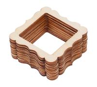 GRIRIW 10pcs Wooden Photo Frame Cutouts for Crafts, Beige Square Lace Shape Pieces, Wood Material Craft Embellishments for DIY Wedding and Christmas Decorations