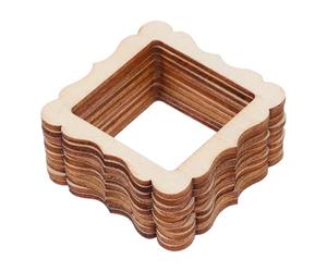GRIRIW 10pcs Wooden Photo Frame Cutouts for Crafts, Beige Square Lace Shape Pieces, Wood Material Craft Embellishments for DIY Wedding and Christmas Decorations