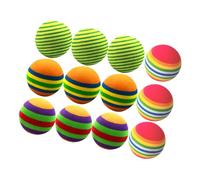 GRIRIW 12Pcs EVA Training Balls for Cats and Pets Indoor Lightweight Colorful Stripe Pattern Soft Foam Balls Styles Reusable Play and Exercise