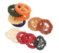 GRIRIW 12pcs Natural Loofah Chew Toys for Rabbits and Guinea Pigs, Organic Small and Large Sizes, Dental Chews for Hamsters and Rats, Safe Teeth Cleaning Pet Toys for Small Animals Random Color