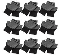 GRIRIW 15 Pairs Black Nylon Half Finger Work Gloves with Pvc Dot Coating, Non-slip Protective Gloves for Precision Industry and Summer Labour Protection