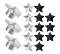 GRIRIW 16Pcs Star Shaped Metal Tire Valve Caps for Cars and Motorcycles Silver and Black Vehicle Valve Stem Covers Sturdy Replacement for Car Tyres