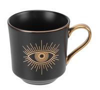GRIRIW 1pc Turkish Evil Eye Hand-Painted Ceramic Coffee Cup Decorative Tea Mug Stylish Drinking Vessel for Coffee Oatmeal More Comfortable Handle Design Tea